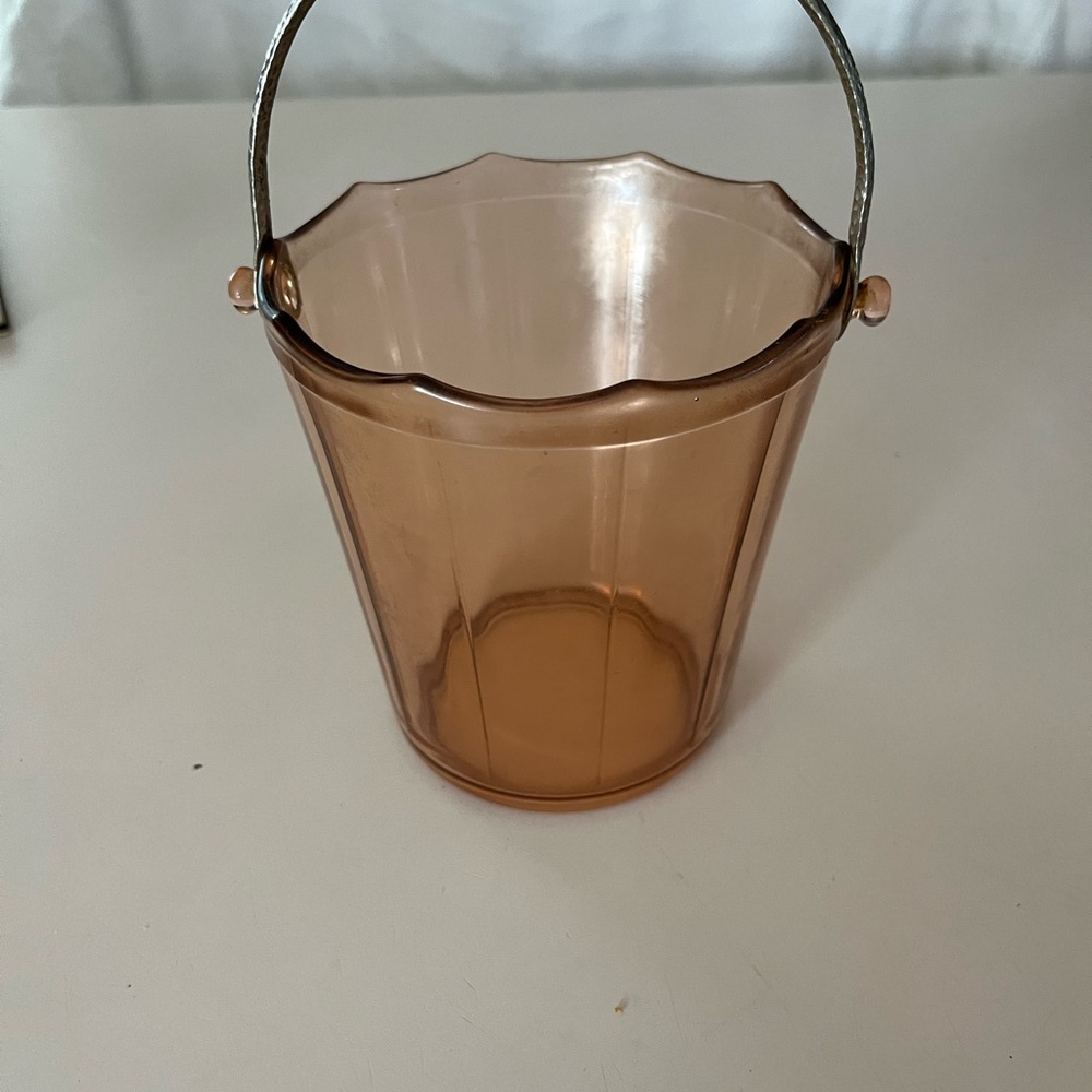 Amber Glass Bucket with Handle